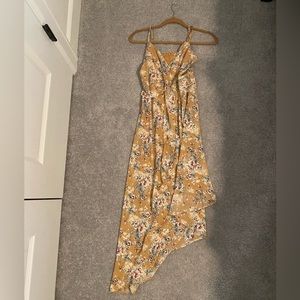 Lush Asymmetrical Dress with wrap front top, floral print